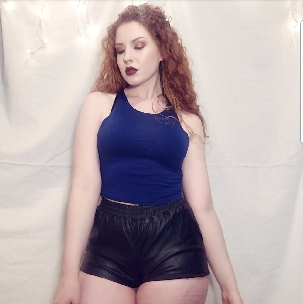 F21 Navy Halter Crop Top